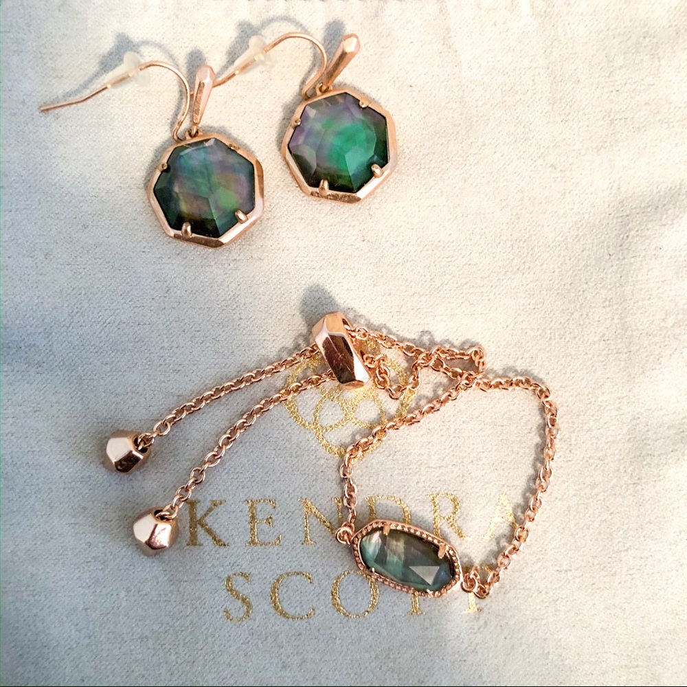Kendra Scott Rose Gold Earrings/Bracelet Set
